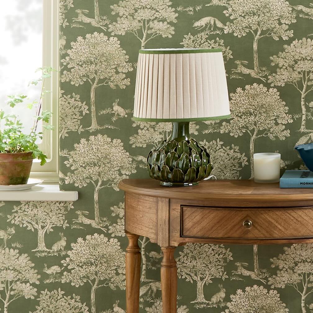 Joules Fox and Hare Olive Green Wallpaper