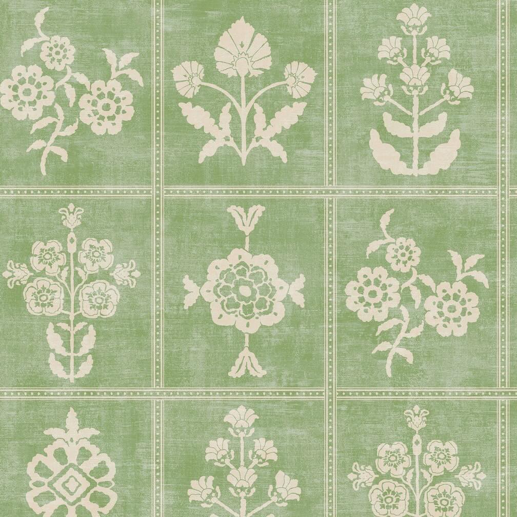 Joules Garden Floral Grid Pistachio Green Wallpaper