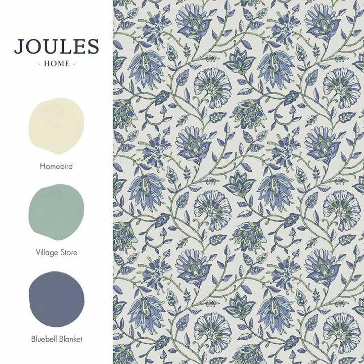 Joules Trailing Indienne Floral Blue & Green Wallpaper