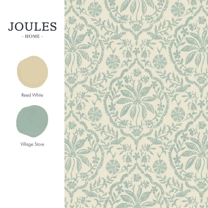 Joules Indienne Palm Cream & Duck Egg Blue Wallpaper