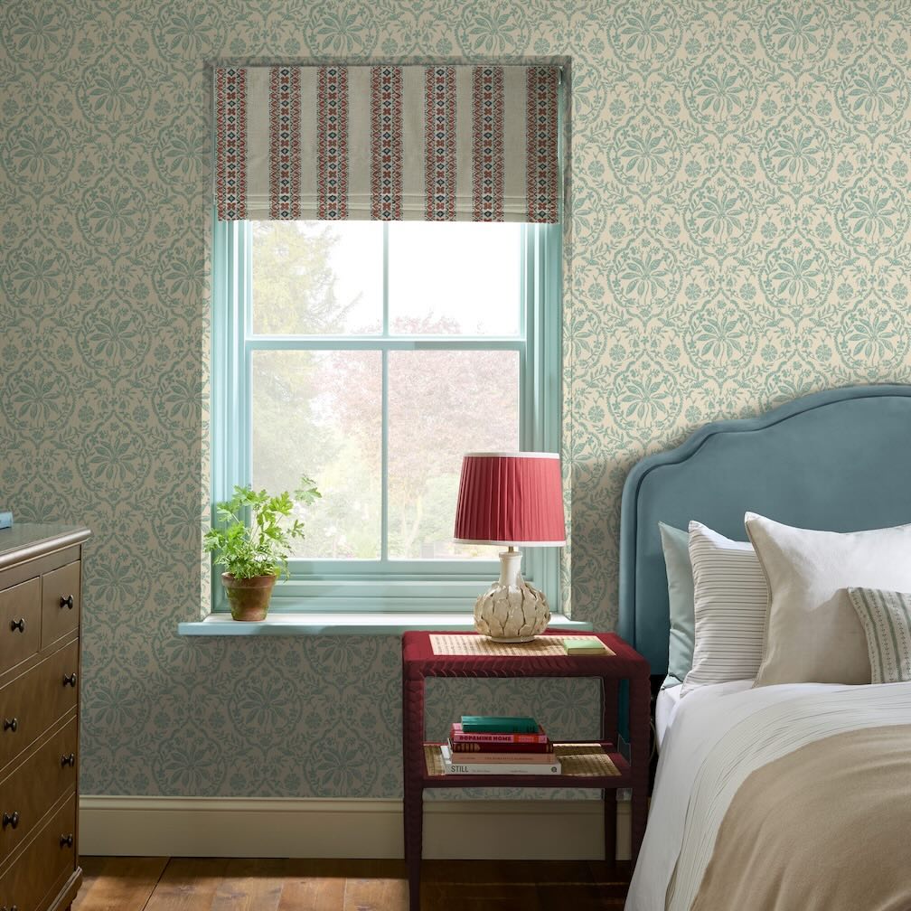 Joules Indienne Palm Cream & Duck Egg Blue Wallpaper
