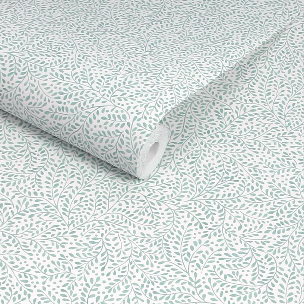 Joules Willow Leaf Duck Egg Blue Wallpaper