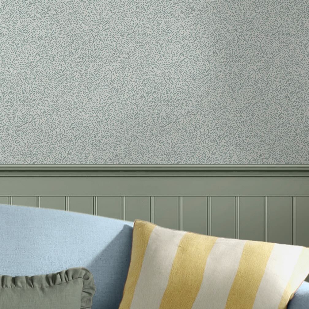 Joules Willow Leaf Duck Egg Blue Wallpaper