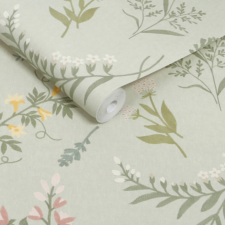 Next Sage Stitch Floral Wallpaper
