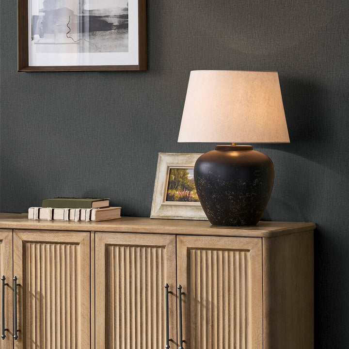 Next Charcoal Linen Look Wallpaper