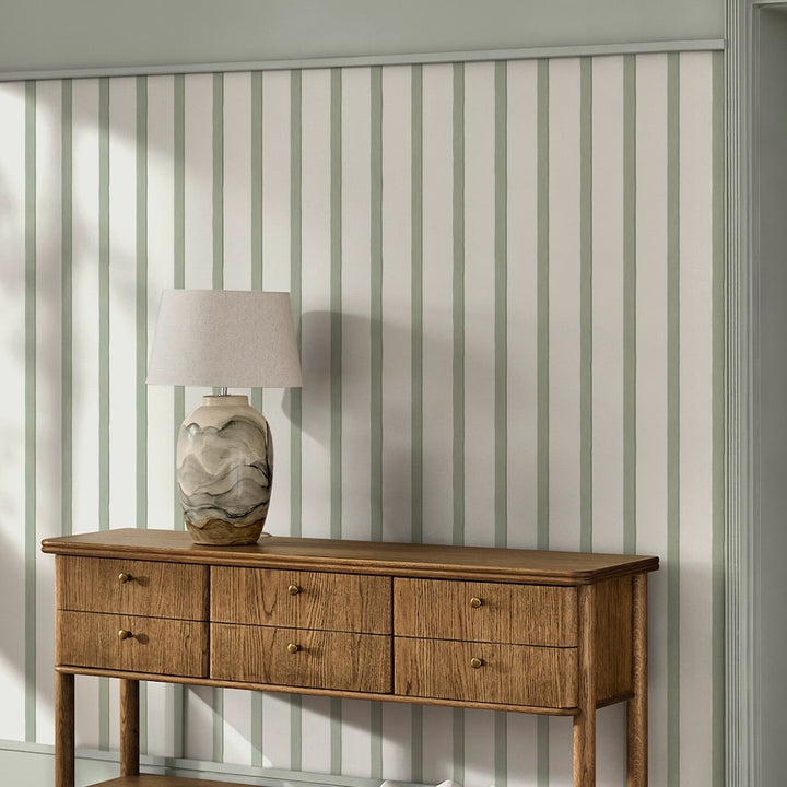 Next Green Painted Stripe Wallpaper