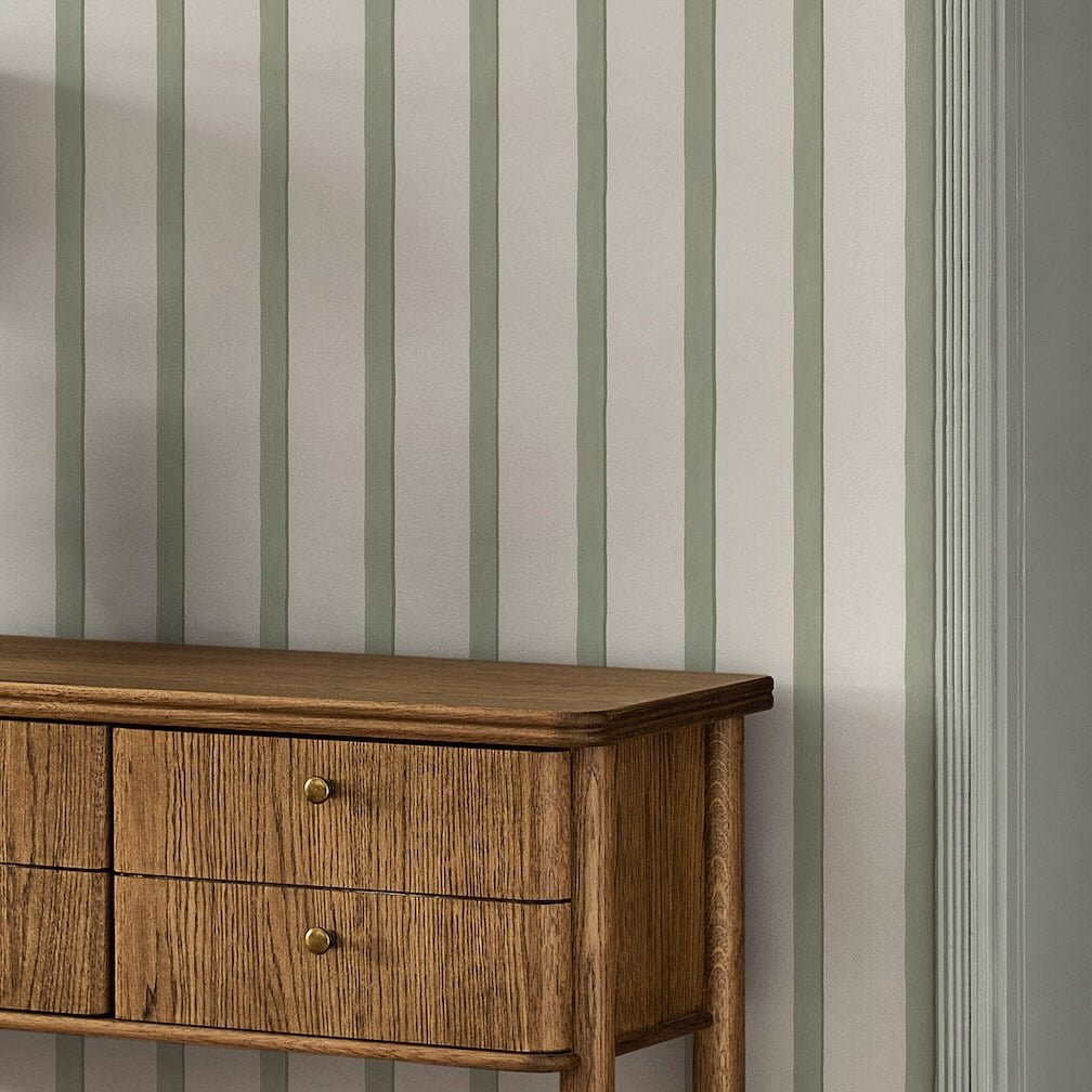 Next Green Painted Stripe Wallpaper