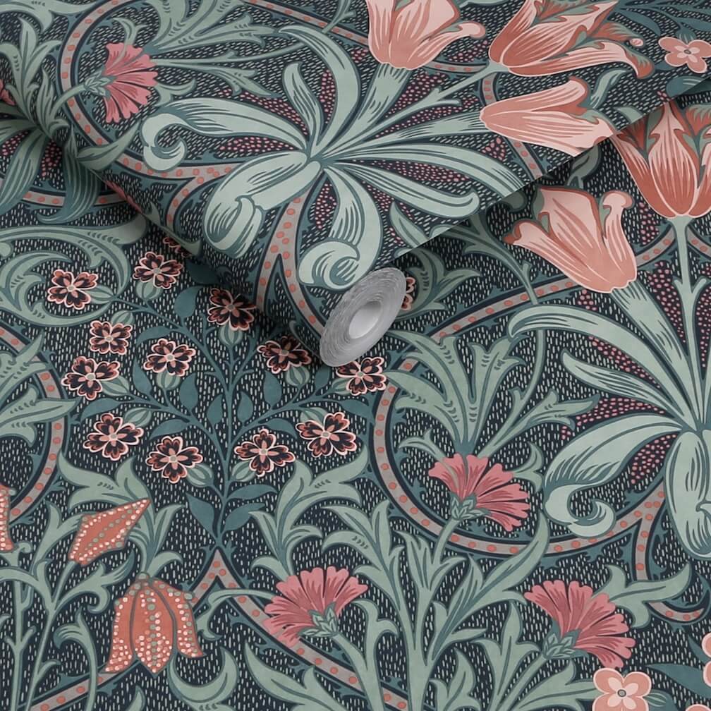 William Morris Woodland Weeds Midnight Wallpaper