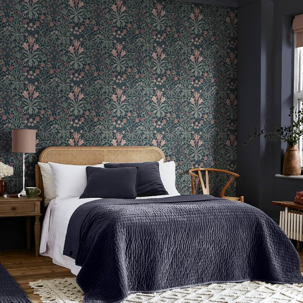 William Morris Woodland Weeds Midnight Wallpaper