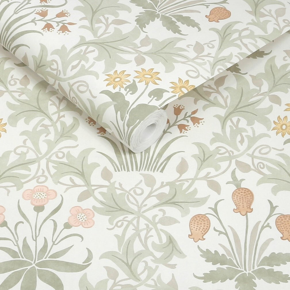 William Morris Celandine Spring Peony & Sage Wallpaper