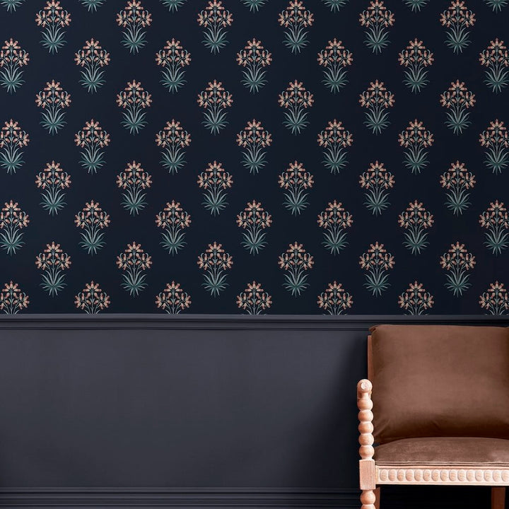 William Morris Hyacinth Flower Midnight Wallpaper