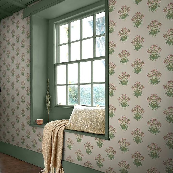 William Morris Hyacinth Flower Pink Cedar Wallpaper