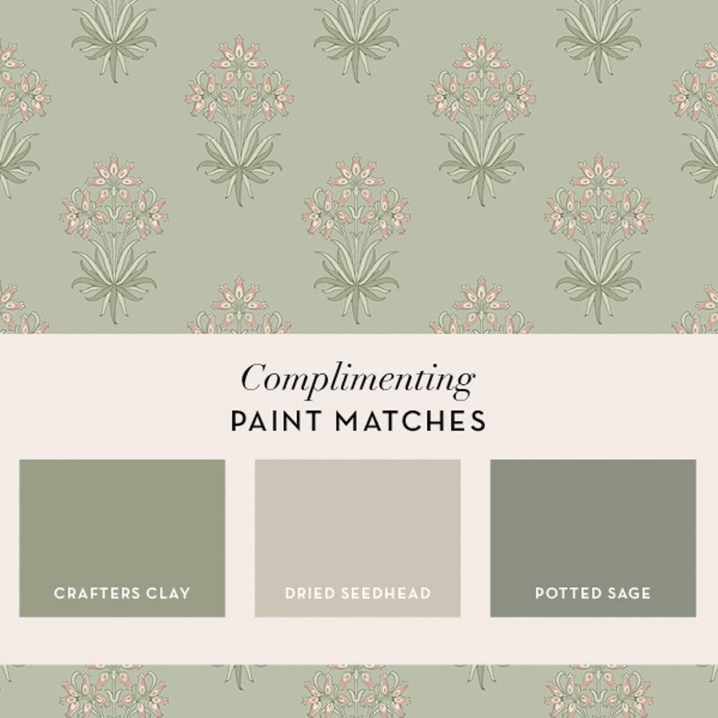 William Morris Hyacinth Flower Peony & Sage Wallpaper