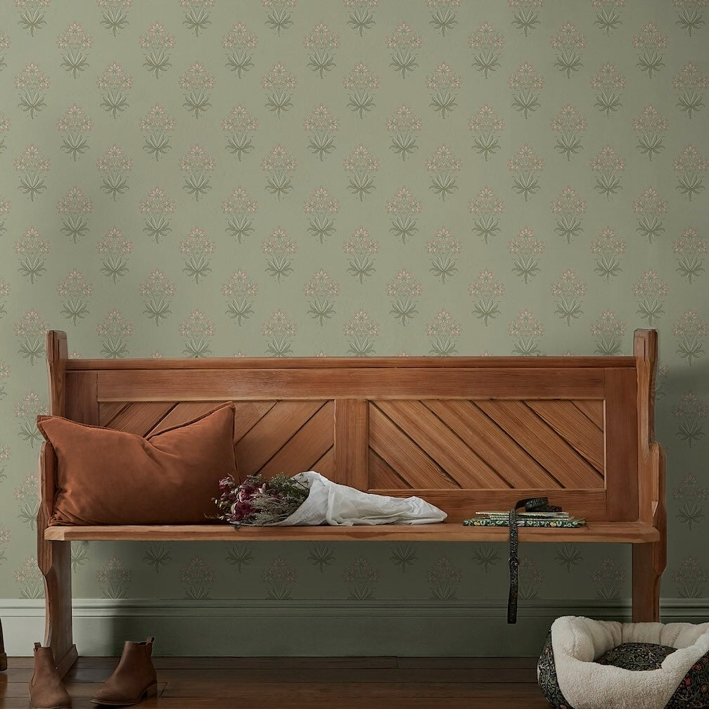 William Morris Hyacinth Flower Peony & Sage Wallpaper