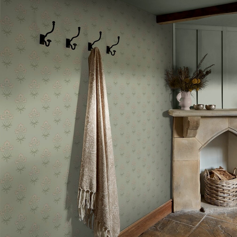 William Morris Hyacinth Flower Peony & Sage Wallpaper