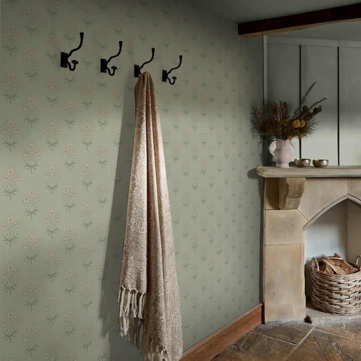 William Morris Hyacinth Flower Peony & Sage Wallpaper