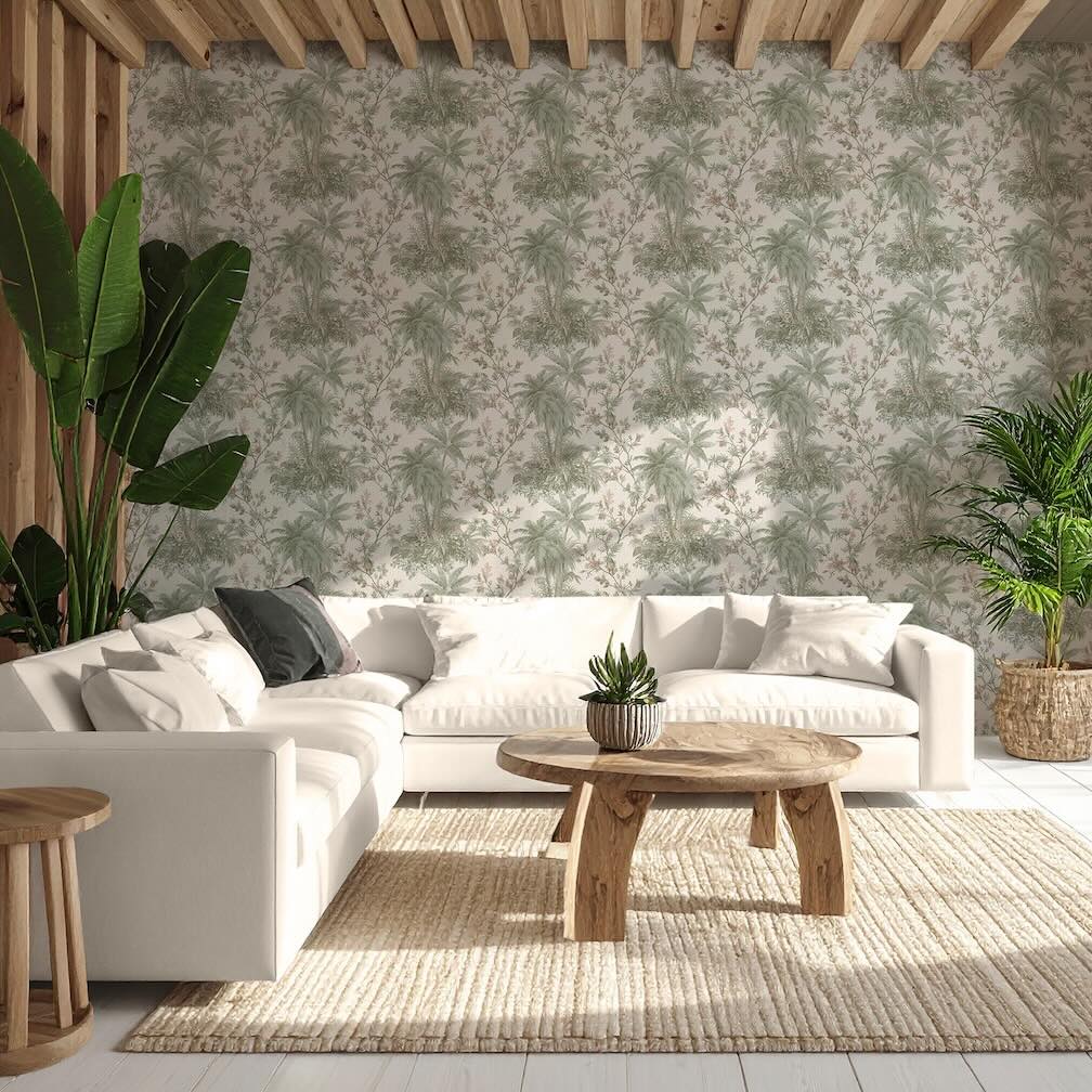 Boutique Bali Sage & Rose Wallpaper
