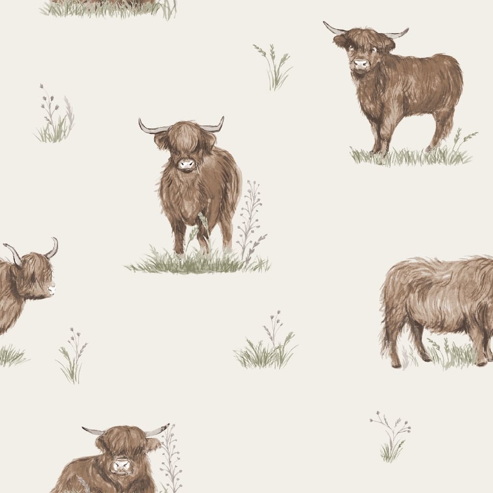 Catherine Lansfield Angus Highland Cow Wallpaper