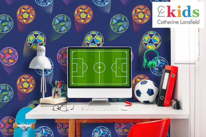 Catherine Lansfield Bright Football Wallpaper