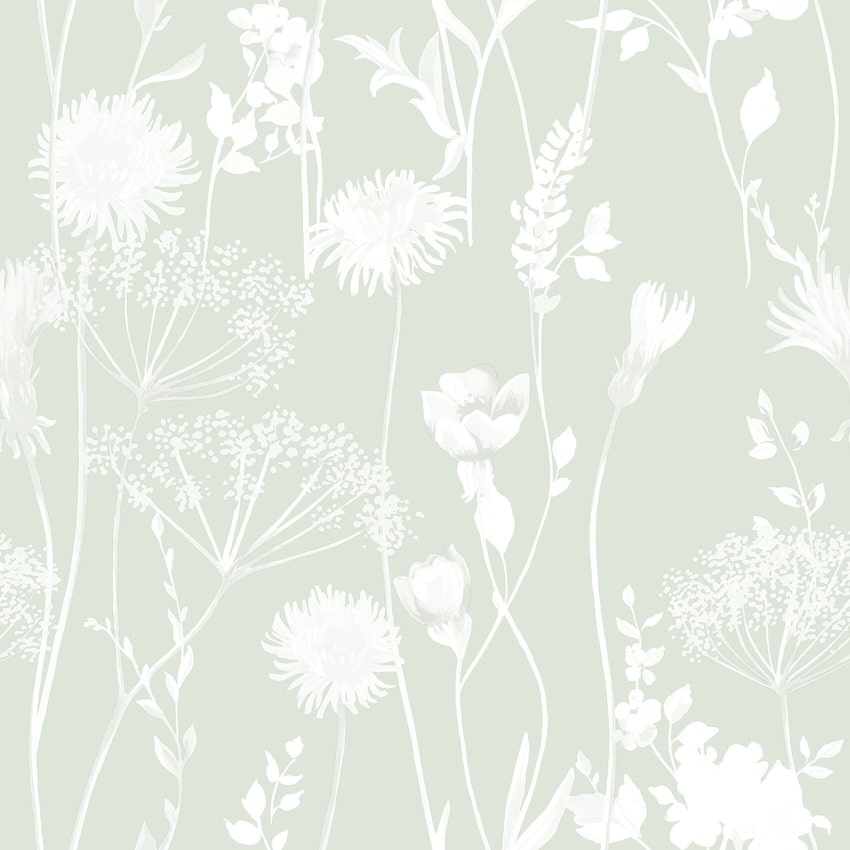 Catherine Lansfield Meadowsweet Floral Green Wallpaper