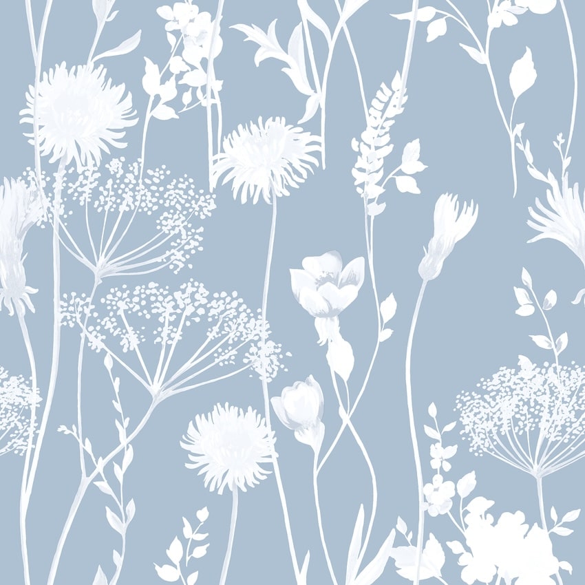 Catherine Lansfield Meadowsweet Floral Blue Wallpaper