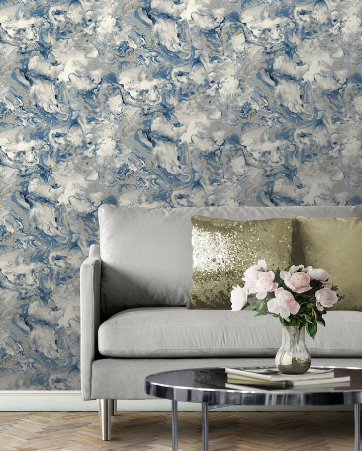 Muriva Elixir Blue Marble Wallpaper