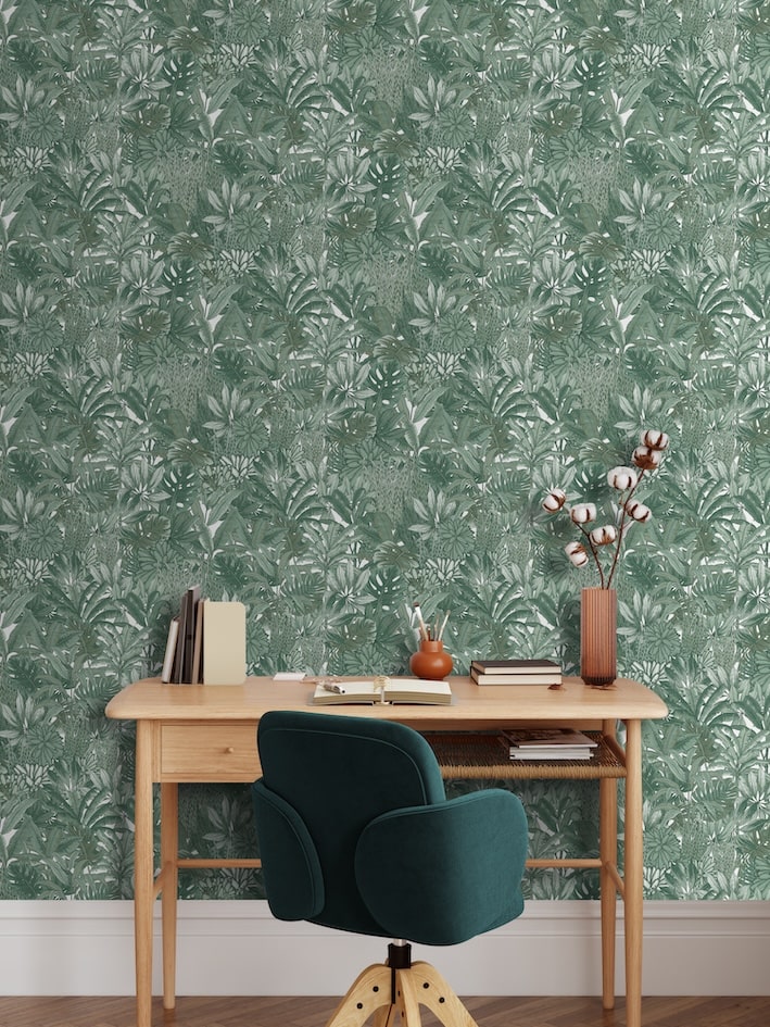 Muriva Lush Forest Green Metallic Wallpaper