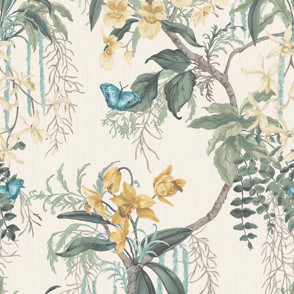 Belgravia Suki Green and Yellow Wallpaper