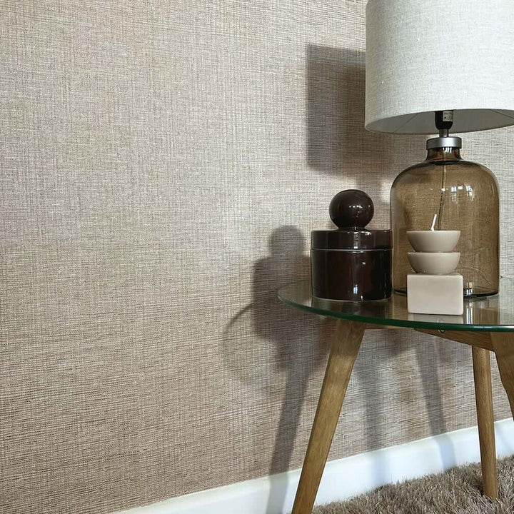 Belgravia Grasscloth Texture Beige Wallpaper