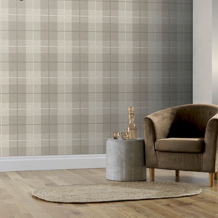 Arthouse Country Tartan Taupe Wallpaper