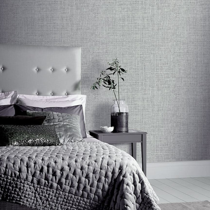 Arthouse Luxe Hessian Mid Grey Wallpaper