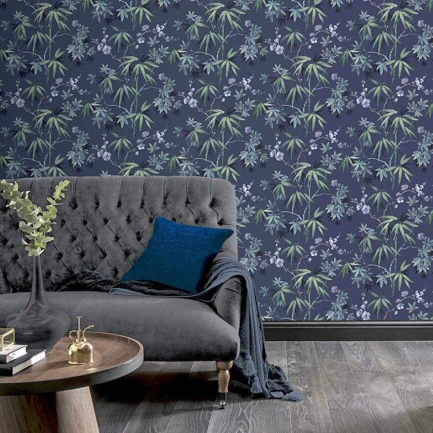 Arthouse Jasmine Garden Navy Wallpaper