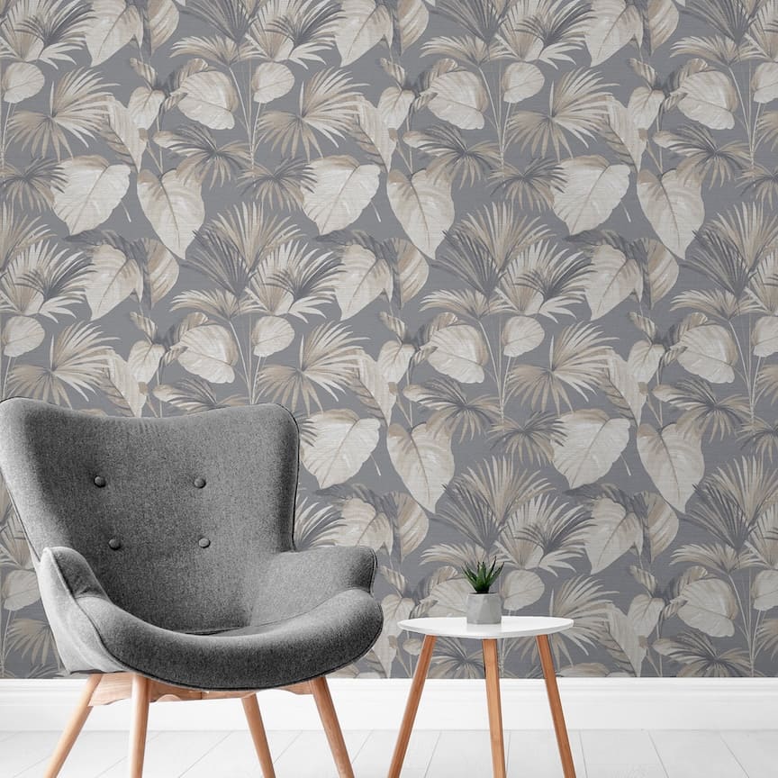 Arthouse Palm Grove Grey Wallpaper