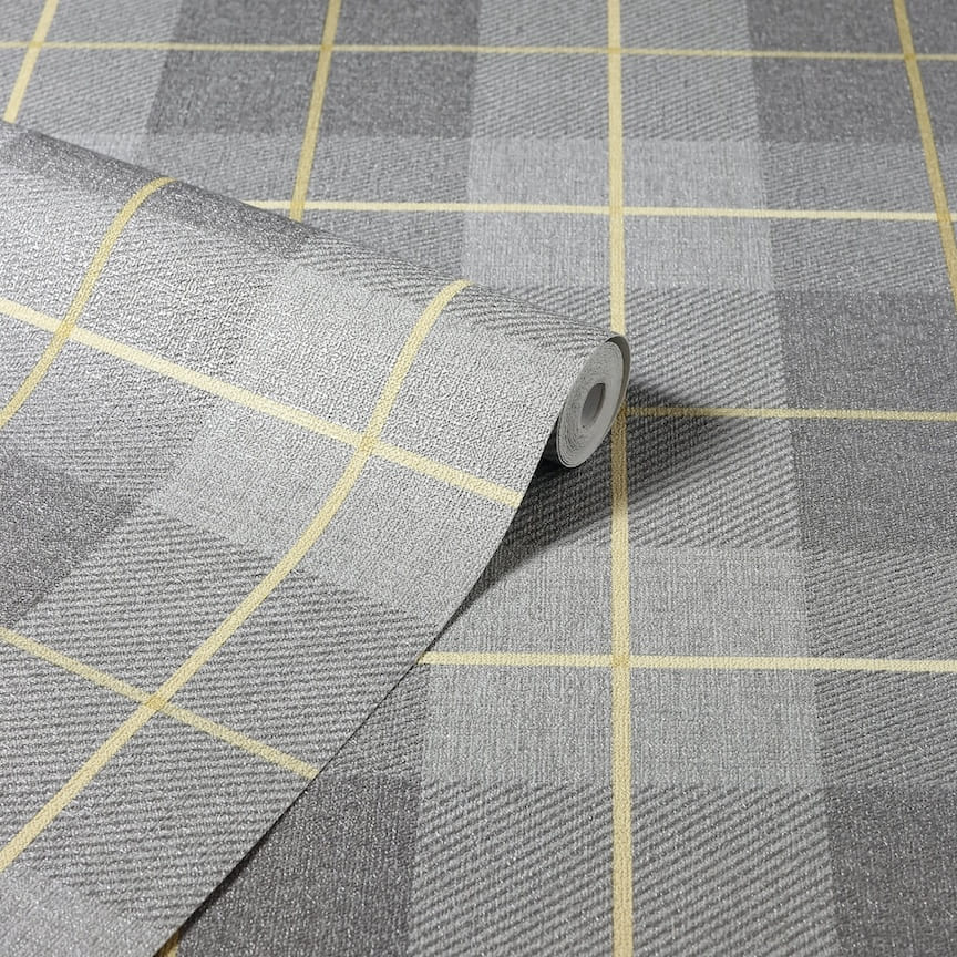 Arthouse Heritage Tartan Ochre/Grey Wallpaper