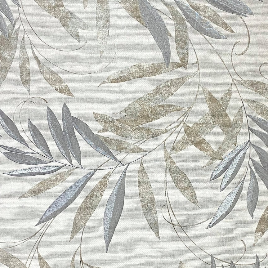Arthouse Luxury Leaf Natural Grey Wallpaper