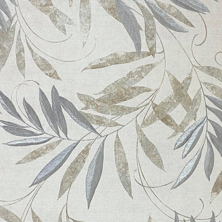 Arthouse Luxury Leaf Natural Grey Wallpaper