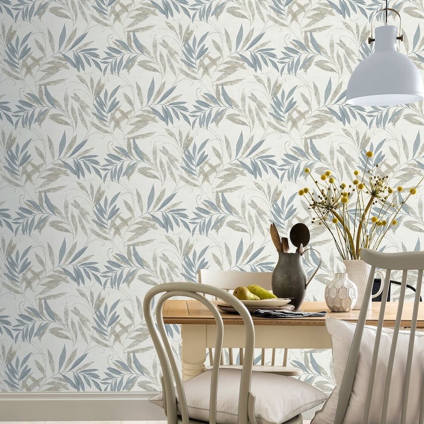 Arthouse Luxury Leaf Natural Grey Wallpaper