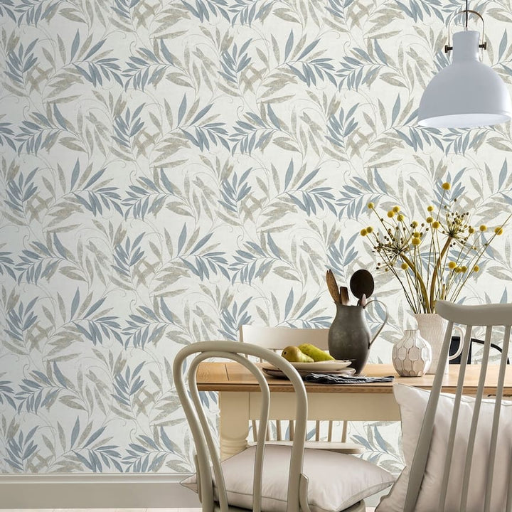 Arthouse Luxury Leaf Natural Grey Wallpaper