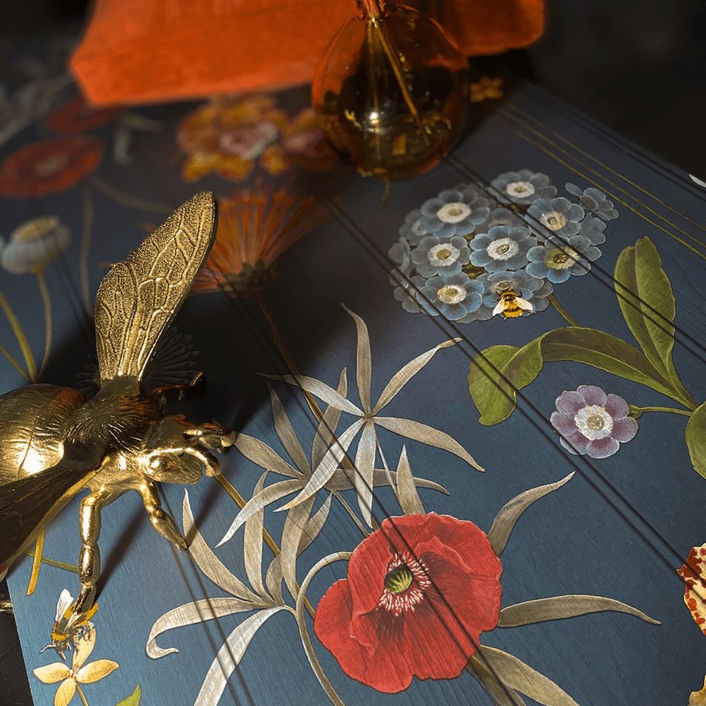 Belgravia Botanist Blue Wood Panel Wallpaper
