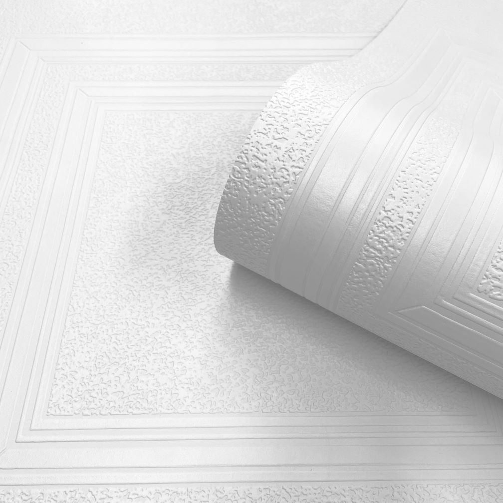 Belgravia White Paintable Panel Wallpaper