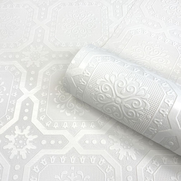 Belgravia Chatsworth White Textured Wallpaper