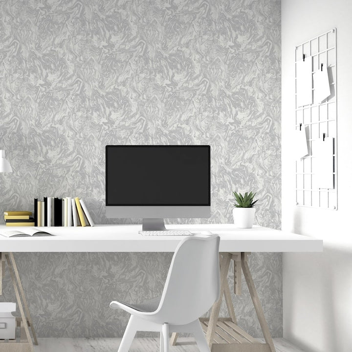Arthouse Liquid Marble Grey Wallpaper