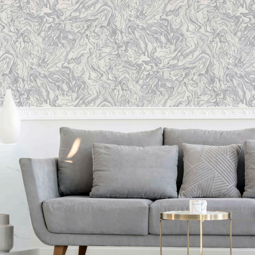 Arthouse Liquid Marble Grey Wallpaper