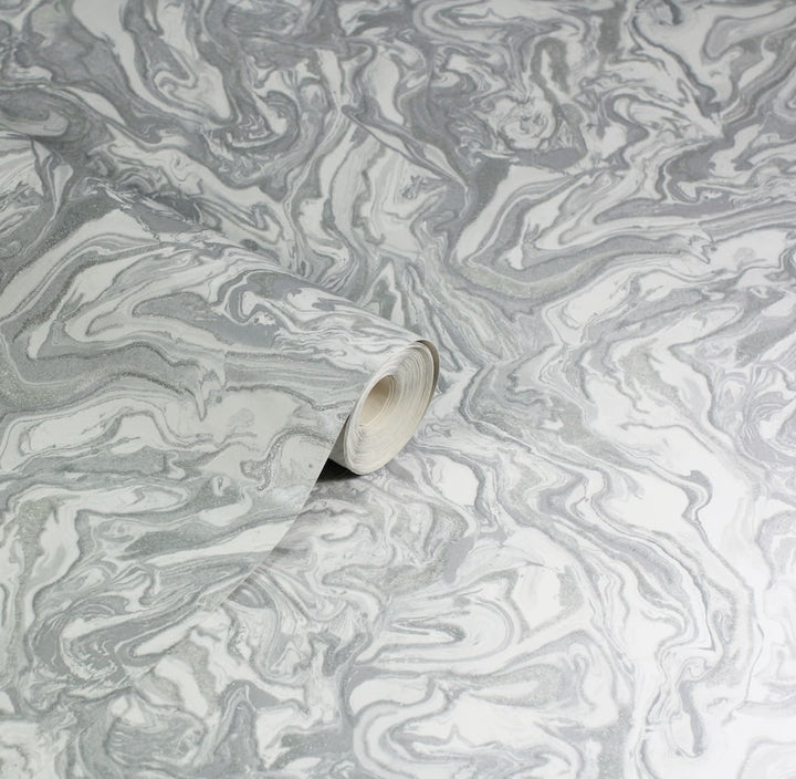 Arthouse Liquid Marble Grey Wallpaper
