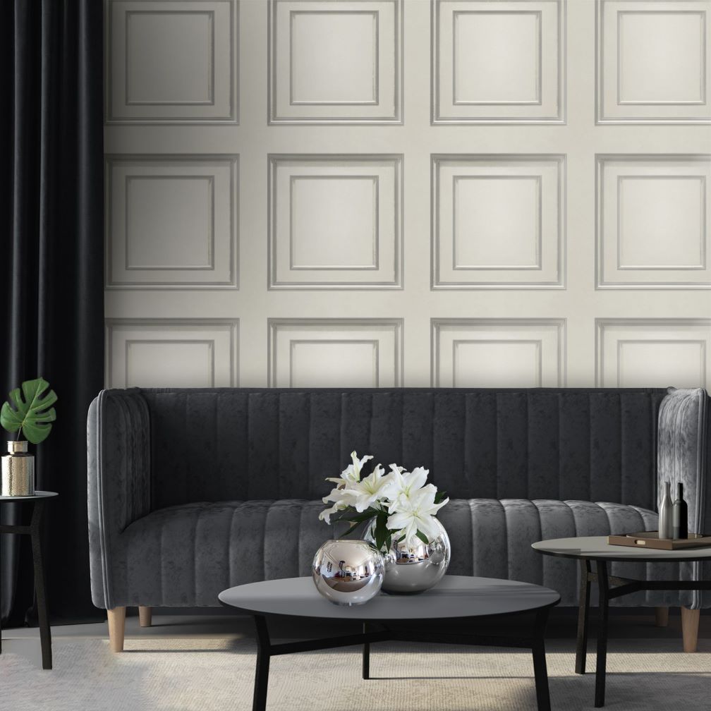 Belgravia Amara Panel Off-White & Silver Wallpaper