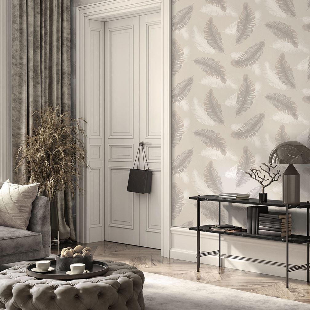 Belgravia Feather Beige Wallpaper