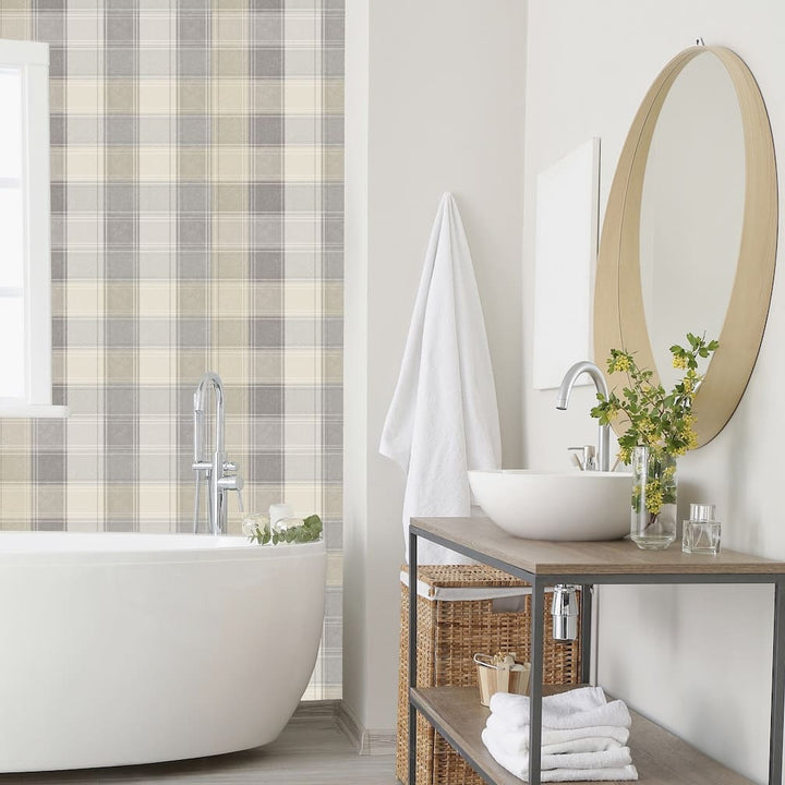 Arthouse Country Check Grey Wallpaper