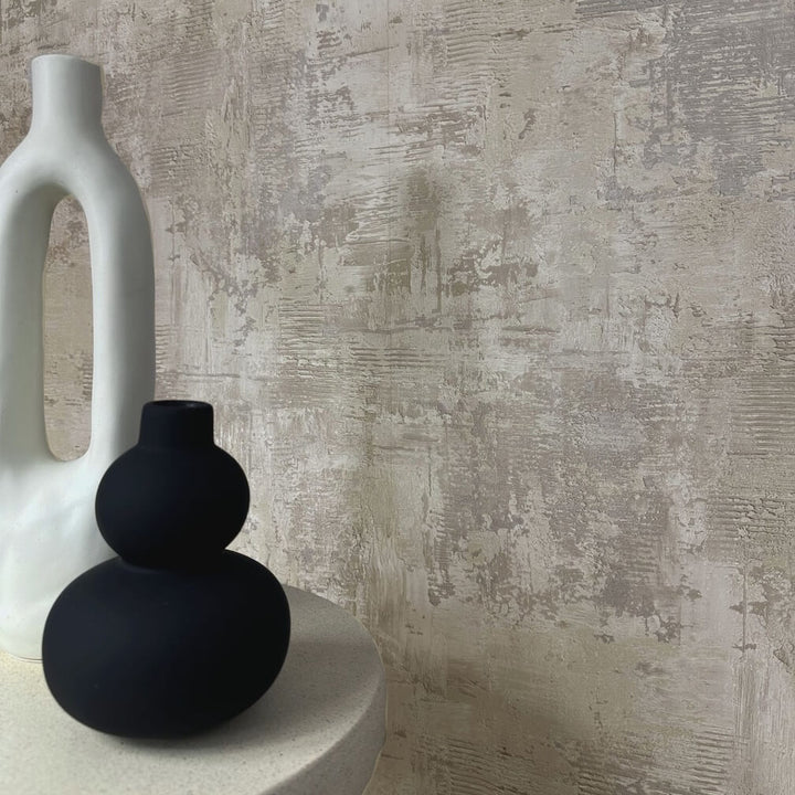 Belgravia Plaster Texture Cream & Grey Wallpaper