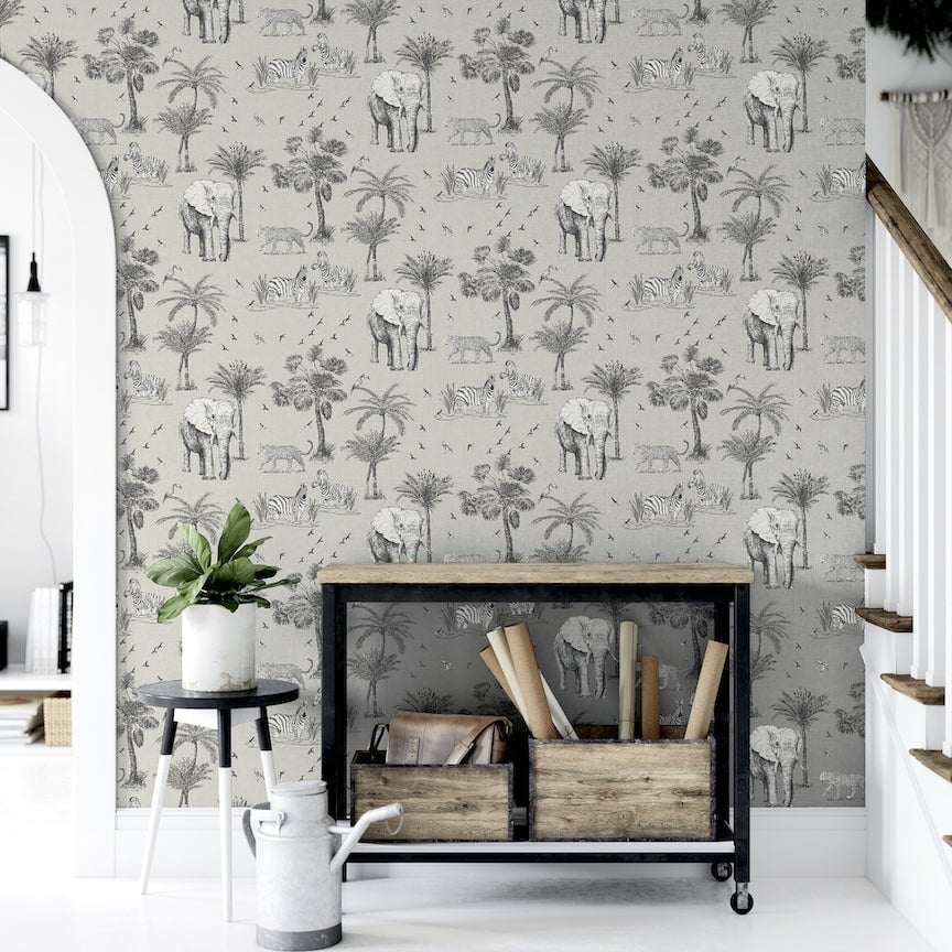 Arthouse Safari Lagoon Grey Wallpaper