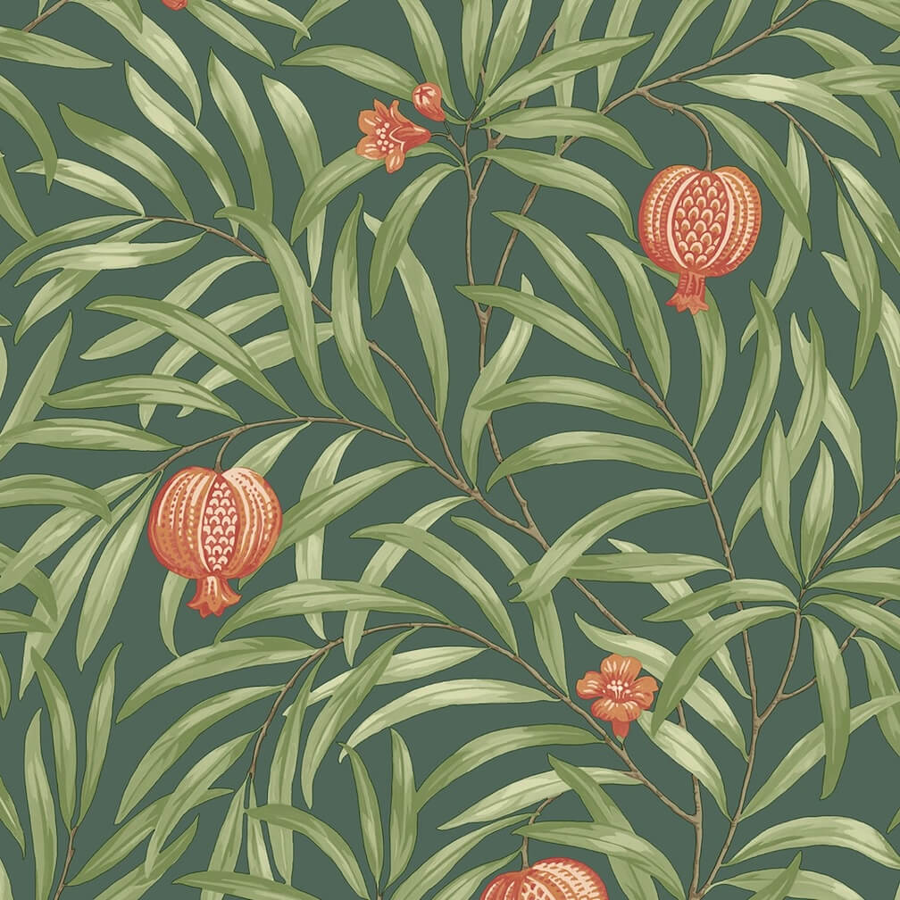 Belgravia Pomegranate Green / Orange Wallpaper